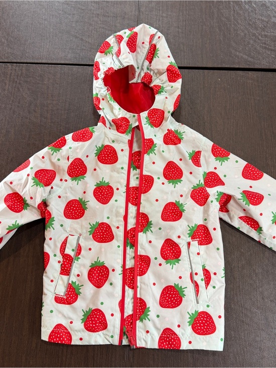 Lily & Dan Other - Lily & Dan Girls' Strawberry Print Hooded Rain Jacket - Red & Blue Sz 3T